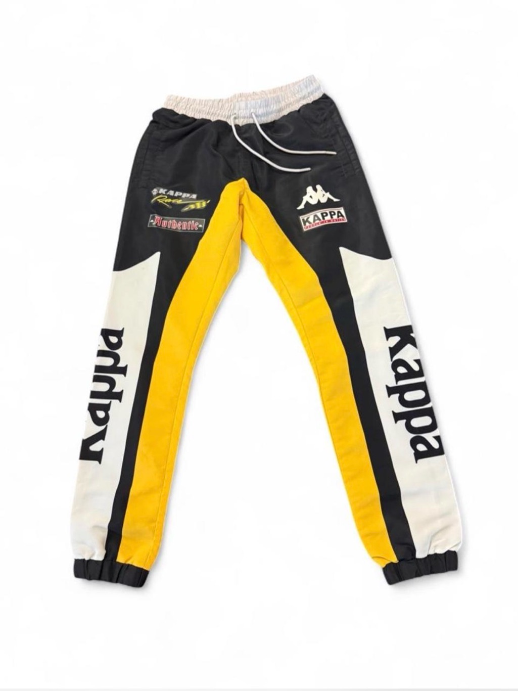Kappa Men’s Xs Black, Yellow & White Color Block Track Pants